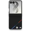 BMW M Leder-Perforiertes Trikolore-Streifen MagSafe Case für Samsung Galaxy Z Flip8 - Schwarz