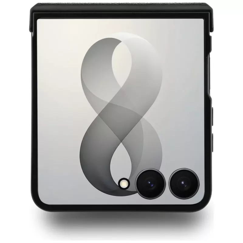BMW M Leder-Perforiertes Trikolore-Streifen MagSafe Case für Samsung Galaxy Z Flip8 - Schwarz