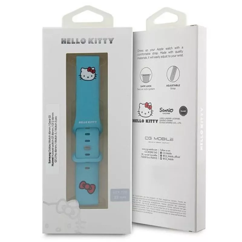 Hello Kitty Universal Silikon Uhrenarmband Kitty Head Blau 22mm