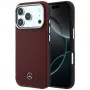Mercedes Leder Semi Wrap Holzeffekt MagSafe Hülle für iPhone 18 Pro Max / 17 Pro Max - Burgunderrot