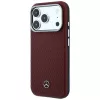 Mercedes Leder Semi Wrap Holzeffekt MagSafe Hülle für iPhone 18 Pro Max / 17 Pro Max - Burgunderrot