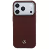 Mercedes Leder Semi Wrap Holzeffekt MagSafe Hülle für iPhone 18 Pro Max / 17 Pro Max - Burgunderrot