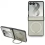 Guess Magnetic Ring Stand Grained Classic Logo MagSafe Hülle für Samsung Galaxy Z Flip 8, Beige