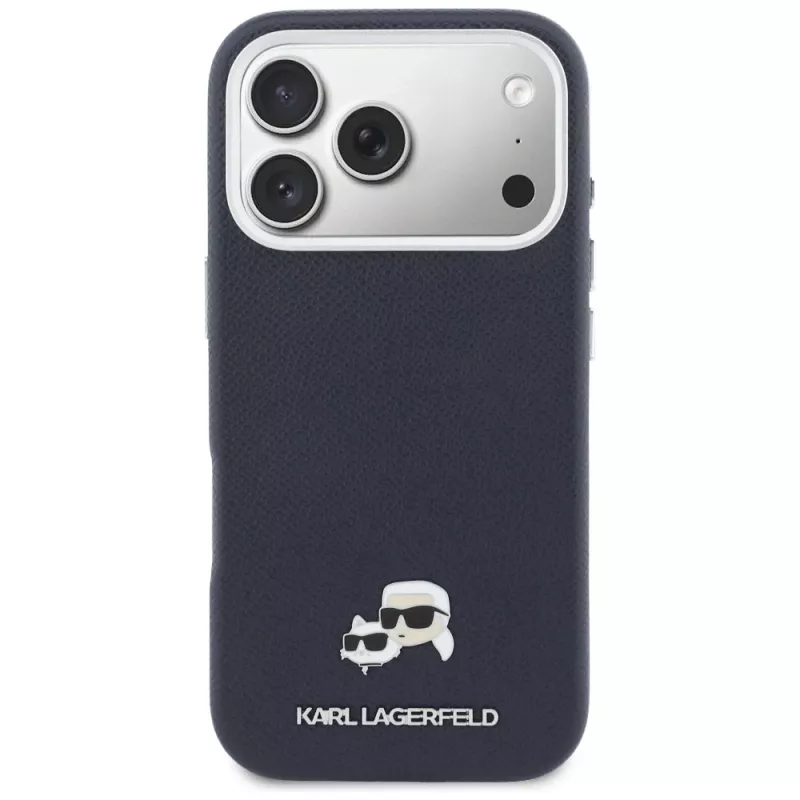Karl Lagerfeld Karl & Choupette Head Pins Saffiano MagSafe Hülle für iPhone 17 Pro Max - Blau