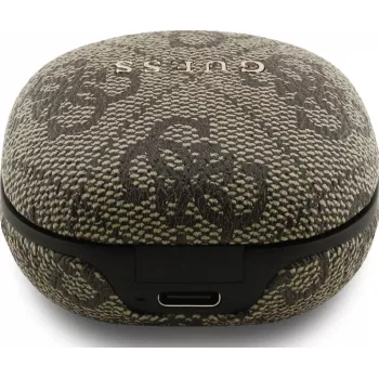 Guess 4G Classic Metal Logo True Wireless Ohrhörer mit ENC und Ladecase (Braun)