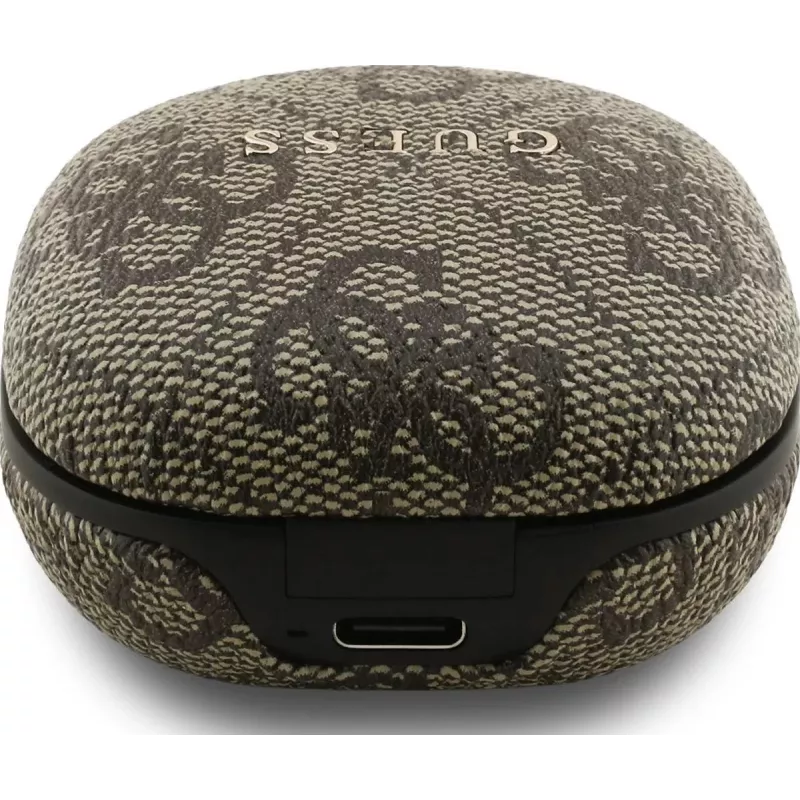 Guess 4G Classic Metal Logo True Wireless Ohrhörer mit ENC und Ladecase (Braun)