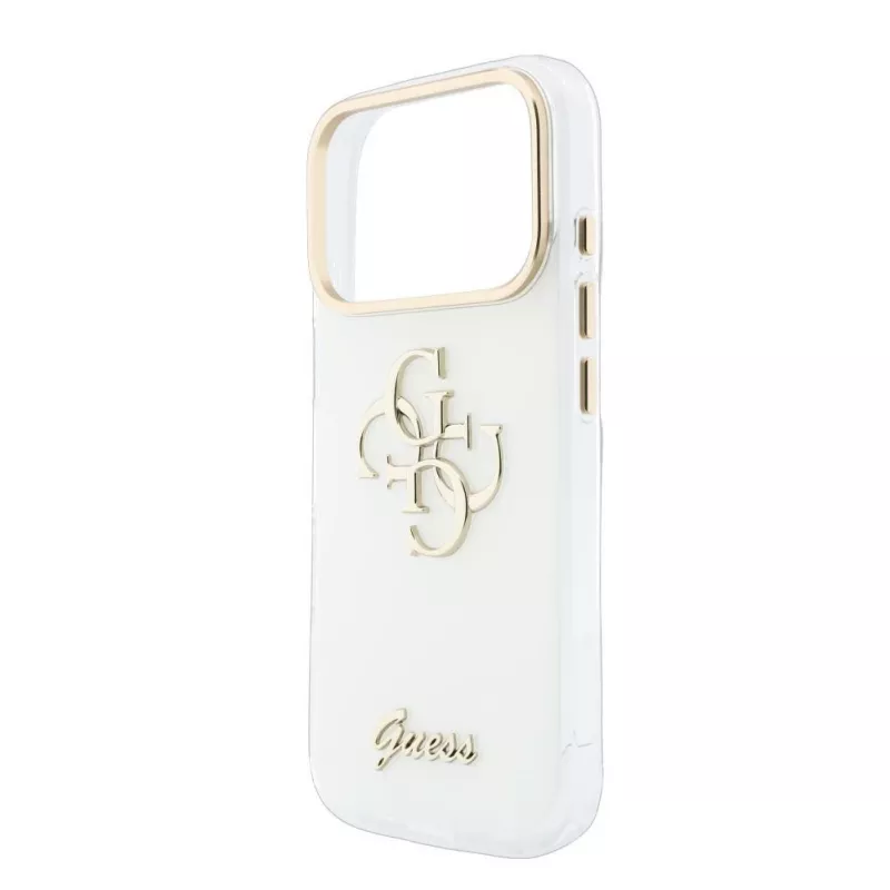 GUESS 4G Script Metal Schutzhülle für iPhone 18 Pro Max / 17 Pro Max - Weiß