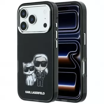Karl Lagerfeld Smooth Karl & Choupette Bodies Sketch MagSafe-Hülle für iPhone 18 Pro / 17 Pro - Schwarz