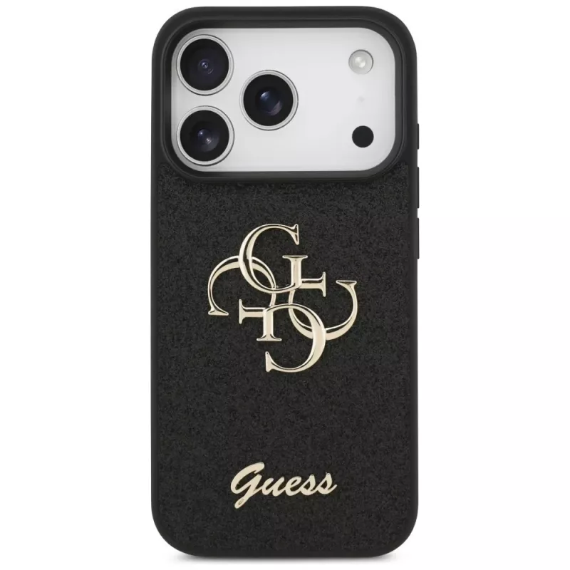 GUESS Fixed Glitter Big 4G Hülle für iPhone 18 Pro / 17 Pro - Schwarz