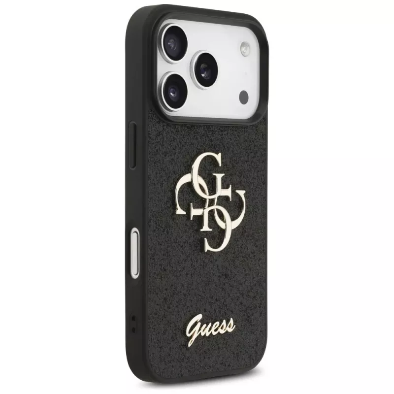GUESS Fixed Glitter Big 4G Hülle für iPhone 18 Pro / 17 Pro - Schwarz
