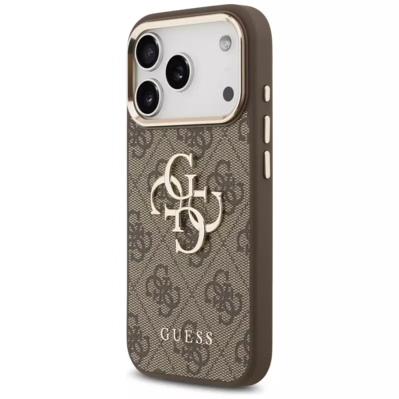 GUESS 4G Big Classic Logo Hülle für iPhone 17 Pro / 18 Pro - Braun & Gold