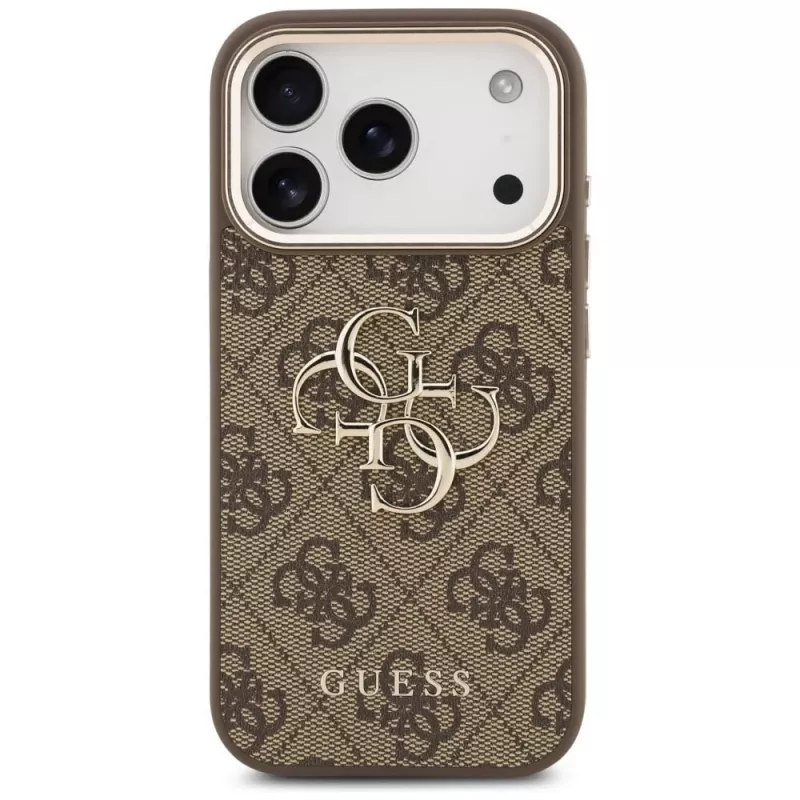 GUESS 4G Big Classic Logo Hülle für iPhone 17 Pro / 18 Pro - Braun & Gold