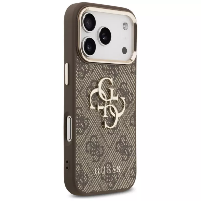 GUESS 4G Big Classic Logo Hülle für iPhone 17 Pro / 18 Pro - Braun & Gold