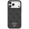 GUESS Leder 4G Triangle Strass MagSafe Case für iPhone 18 Pro Max / 17 Pro Max - Schwarz