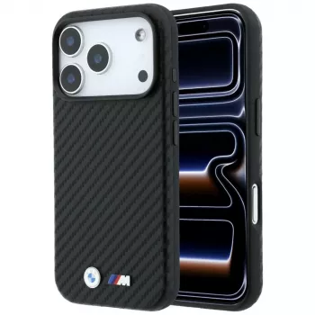 BMW M Carbon Metal Logo MagSafe Hülle für iPhone 18 Pro / 17 Pro – Schwarz