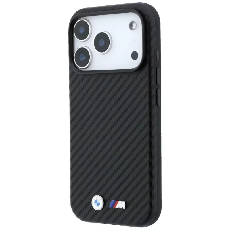 BMW M Carbon Metal Logo MagSafe Hülle für iPhone 18 Pro / 17 Pro – Schwarz