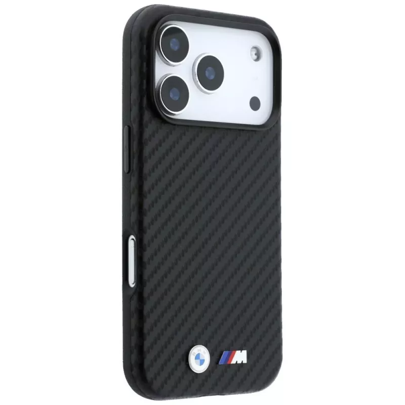 BMW M Carbon Metal Logo MagSafe Hülle für iPhone 18 Pro / 17 Pro – Schwarz