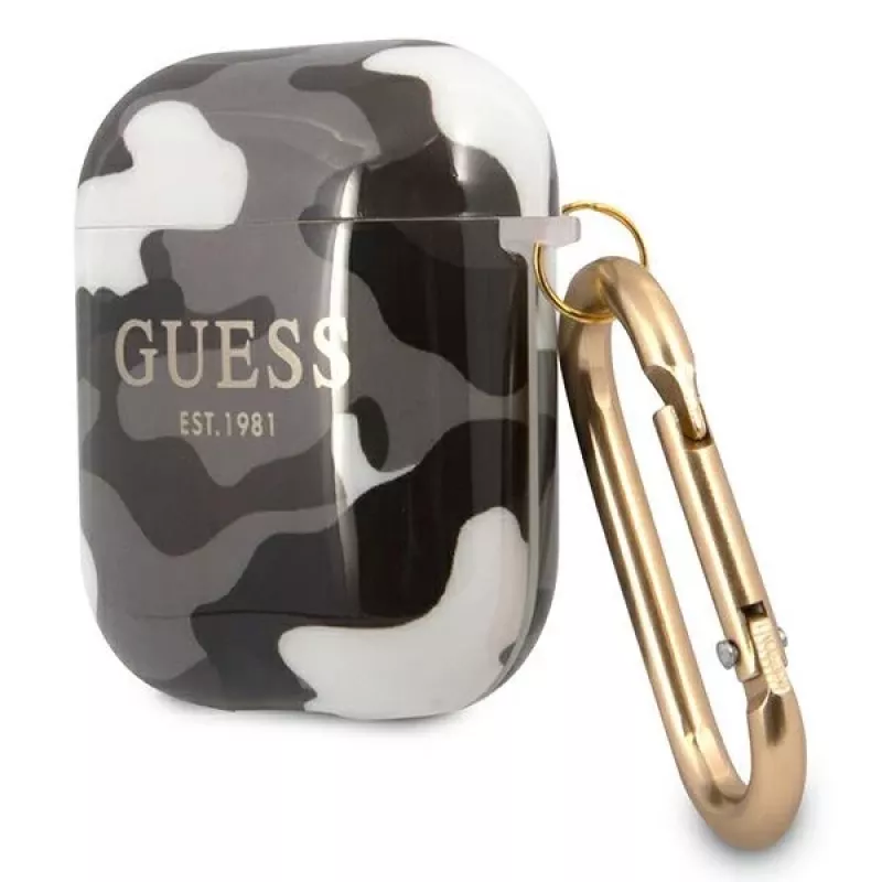 Guess GUA2UCAMG AirPods 1/2 Hülle Schwarz Camo Kollektion