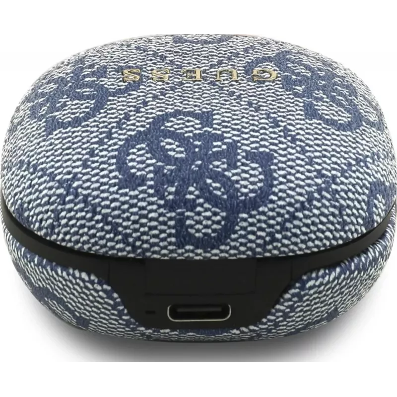 GUESS 4G Classic Metal Logo True Wireless Bluetooth Ohrhörer mit ENC und Ladecase, Blau