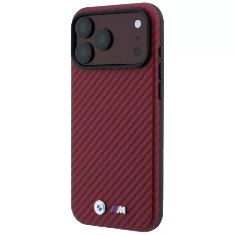 BMW M Carbon Metal Logo MagSafe Hülle für iPhone 18 Pro Max / 17 Pro Max - Burgunderrot