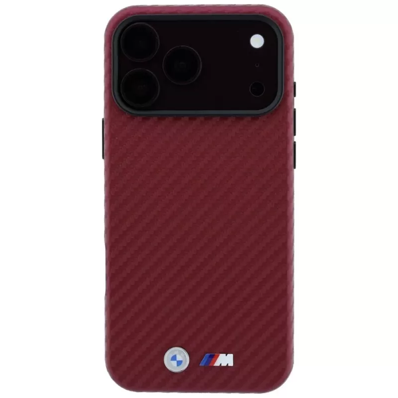 BMW M Carbon Metal Logo MagSafe Hülle für iPhone 18 Pro Max / 17 Pro Max - Burgunderrot