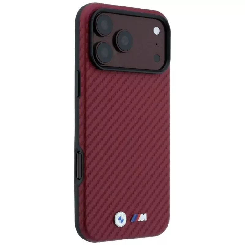BMW M Carbon Metal Logo MagSafe Hülle für iPhone 18 Pro Max / 17 Pro Max - Burgunderrot