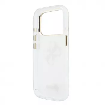 GUESS IML 4G Script Metal MagSafe-Hülle für iPhone 18 Pro / 17 Pro, Weiß