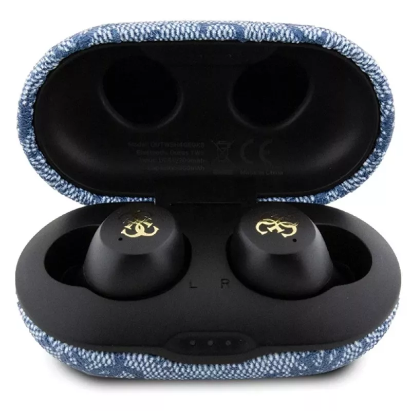 GUESS GUTWSP4EGB True Wireless Bluetooth Ohrhörer mit Lade-Dock, ENC, Blau Metall
