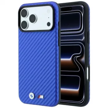 BMW M Carbon Metal Logo MagSafe Hülle für iPhone 18 Pro / 17 Pro - Blau