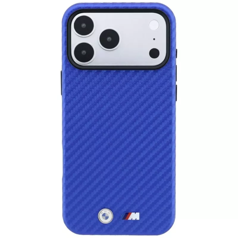 BMW M Carbon Metal Logo MagSafe Hülle für iPhone 18 Pro / 17 Pro - Blau
