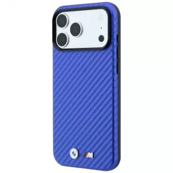 BMW M Carbon Metal Logo MagSafe Hülle für iPhone 18 Pro Max / 17 Pro Max - Blau