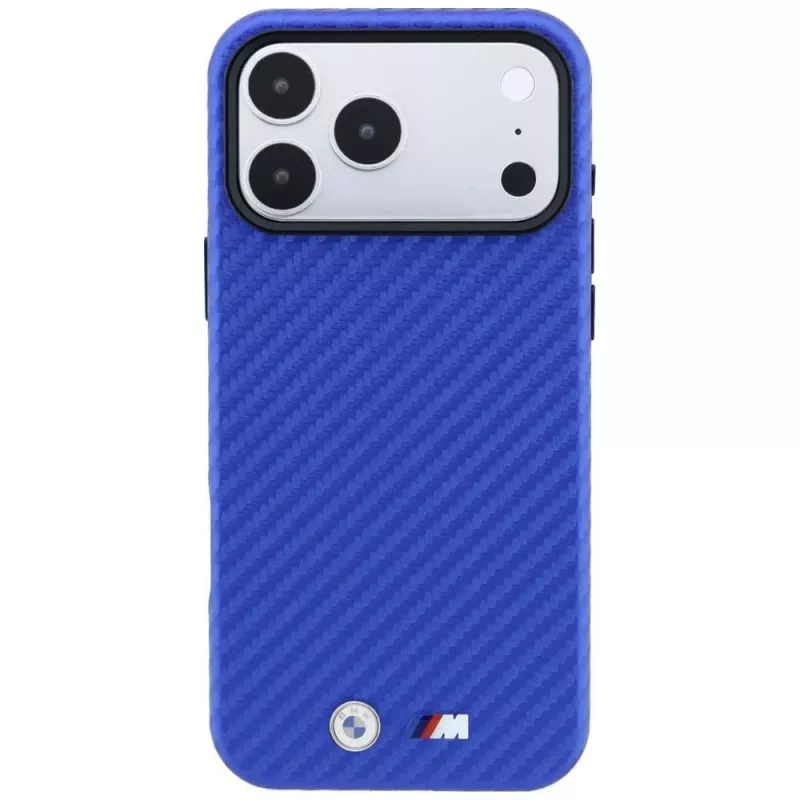 BMW M Carbon Metal Logo MagSafe Hülle für iPhone 18 Pro Max / 17 Pro Max - Blau
