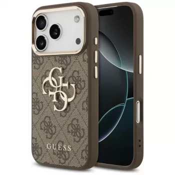 GUESS 4G Big Logo Classic Handyhülle für iPhone 17 Pro Max / 18 Pro Max - Braun & Gold
