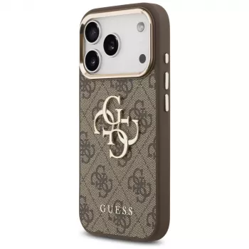 GUESS 4G Big Logo Classic Handyhülle für iPhone 17 Pro Max / 18 Pro Max - Braun & Gold