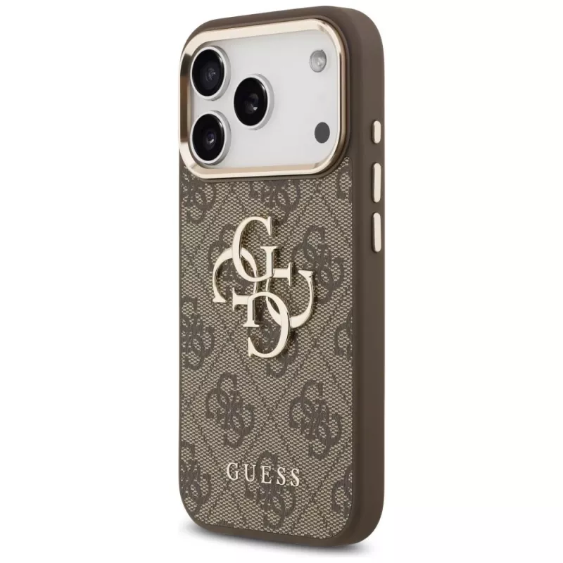 GUESS 4G Big Logo Classic Handyhülle für iPhone 17 Pro Max / 18 Pro Max - Braun & Gold