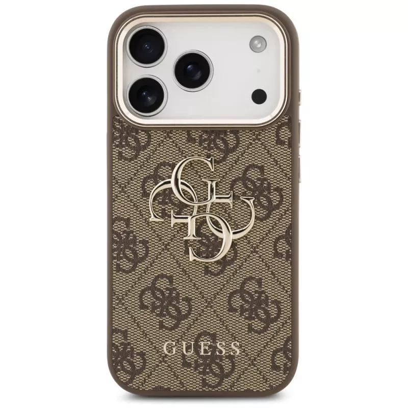 GUESS 4G Big Logo Classic Handyhülle für iPhone 17 Pro Max / 18 Pro Max - Braun & Gold