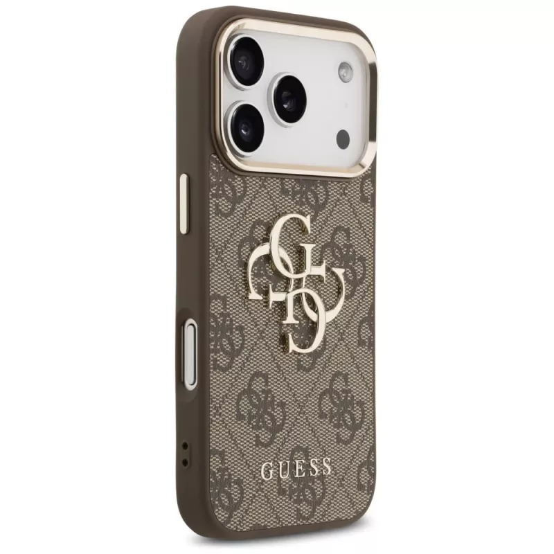 GUESS 4G Big Logo Classic Handyhülle für iPhone 17 Pro Max / 18 Pro Max - Braun & Gold