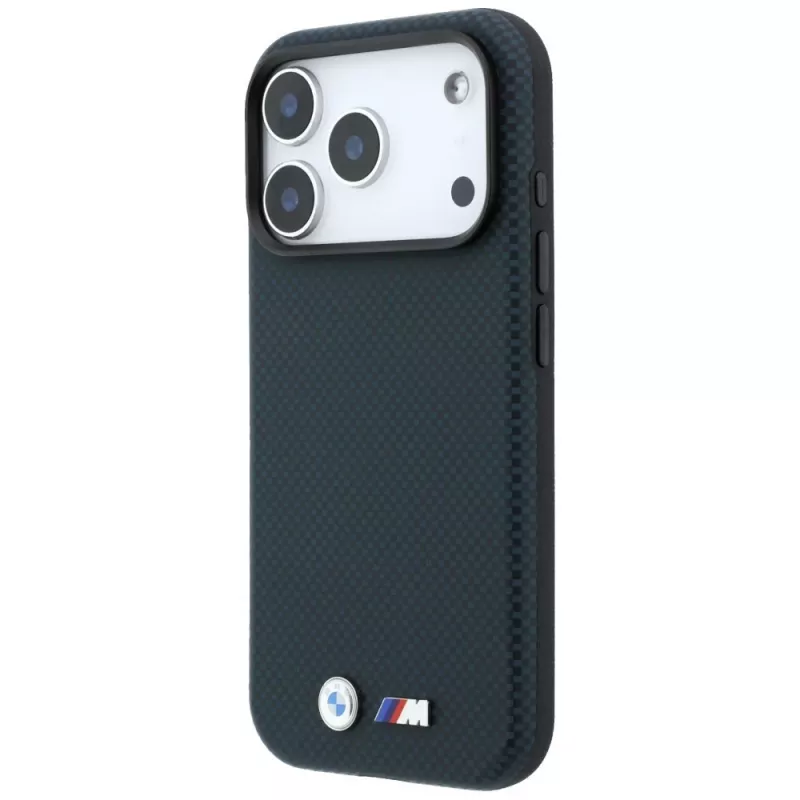 BMW M Quadrille Kevlar Metall-Logo MagSafe Hülle für iPhone 18 Pro / 17 Pro - Marineblau
