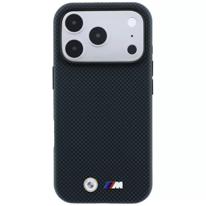 BMW M Quadrille Kevlar Metall-Logo MagSafe Hülle für iPhone 18 Pro / 17 Pro - Marineblau
