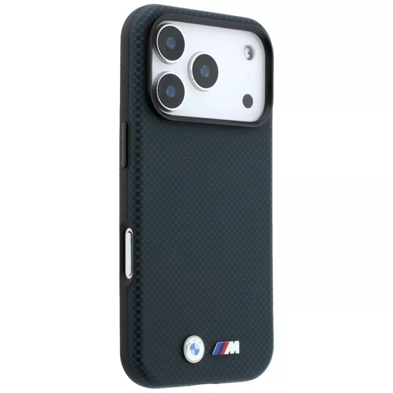 BMW M Quadrille Kevlar Metall-Logo MagSafe Hülle für iPhone 18 Pro / 17 Pro - Marineblau