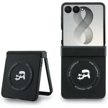 Karl Lagerfeld Karl & Choupette Pins MagSafe-Hülle für Samsung Galaxy Z Flip8 - Schwarz