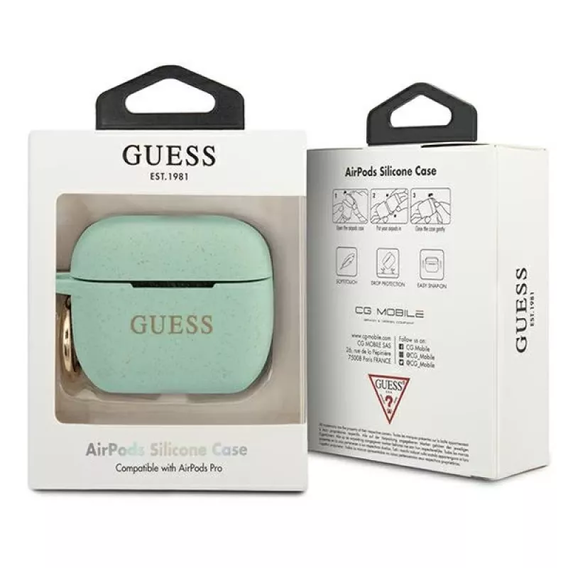 GUESS GUACAPSILGLGN AirPods Pro Hülle Grün Silikon Glitzer