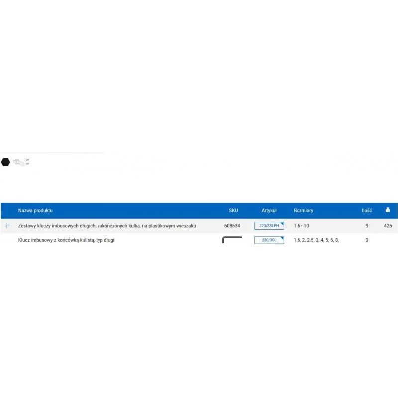 UNIOR Langkugelkopf-Inbusschlüsselsatz, 9-teilig, 1,5-10 mm, Chrom-Vanadium-Stahl, phosphatiert, DIN ISO 2936