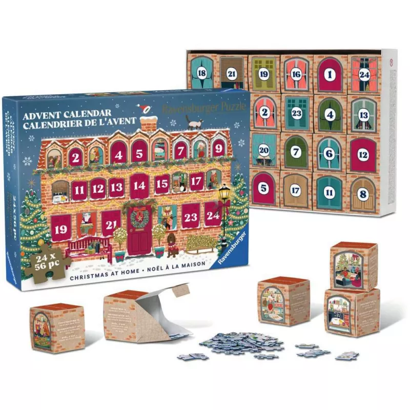 RAVENSBURGER Puzzle Adventskalender Weihnachten zu Hause - 24 Mini-Puzzles, 576 Teile, Softclick-Technologie