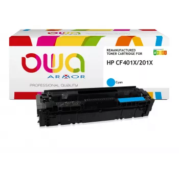 ARMOR OWA remanufakturierte Cyan-Tonerkartusche für HP CF401X (201X) – Hohe Reichweite 2.300 Seiten