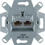 Hager WDF410862 Geschirmtes Cat.6A RJ45 Datenanschlussmodul, 2-Port, Unterputz, 10G, Weiß