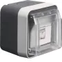 Hager WNC226 Aufputz-Datenanschluss, geschirmt, Cat.6 RJ45, 8-polig, IP55, Grau, 1 Port