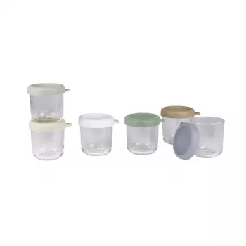 Beaba Glas-Babynahrungsgläser-Set mit luftdichten Deckeln, 6 x 250 ml, Naturfarben-Mix
