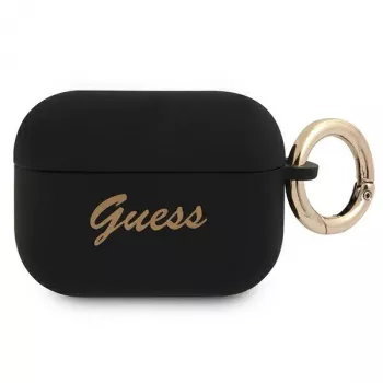 GUESS GUAPSSSK AirPods Pro Hülle Schwarz Silikon Vintage Script