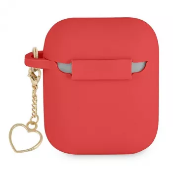 GUESS GUA2LSCHSR AirPods 1/2 Hülle Rot Silikon Charm Heart Collection